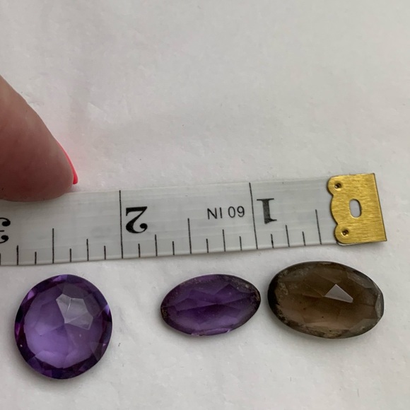FIVE VTG 4 Gem Stones (Amethyst & Brown Topaz) Plus one Agate gem Horn (5 total) - Picture 6 of 15
